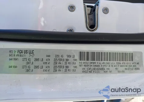 2017 Jeep Cherokee Altitude Fwd from USA, damaged, VIN 1C4PJLAB1HD240854